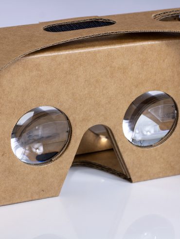 Lenses of the Google Cardboard VR headset, front.