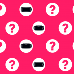 Samsung Gear VR Frequently Asked Questions with question marks on red pattern background.