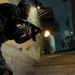 Firewall: Zero Hour VR Game - Man crouching with weapon in hand.