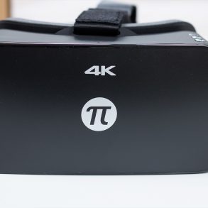 Pimax 4K VR headset, front view with retail box in background.