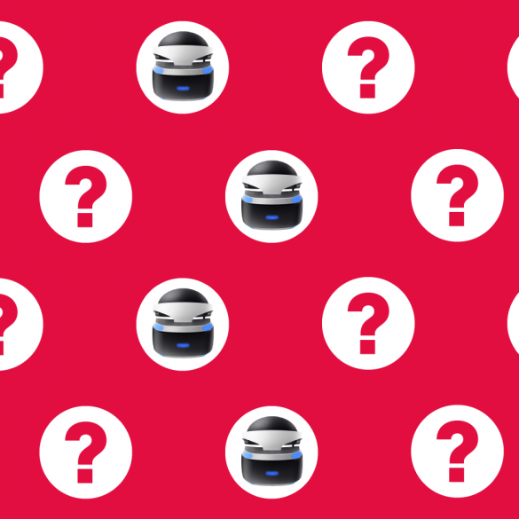 Sony PlayStation VR FAQ - PSVR and Question Marks on Red Background.
